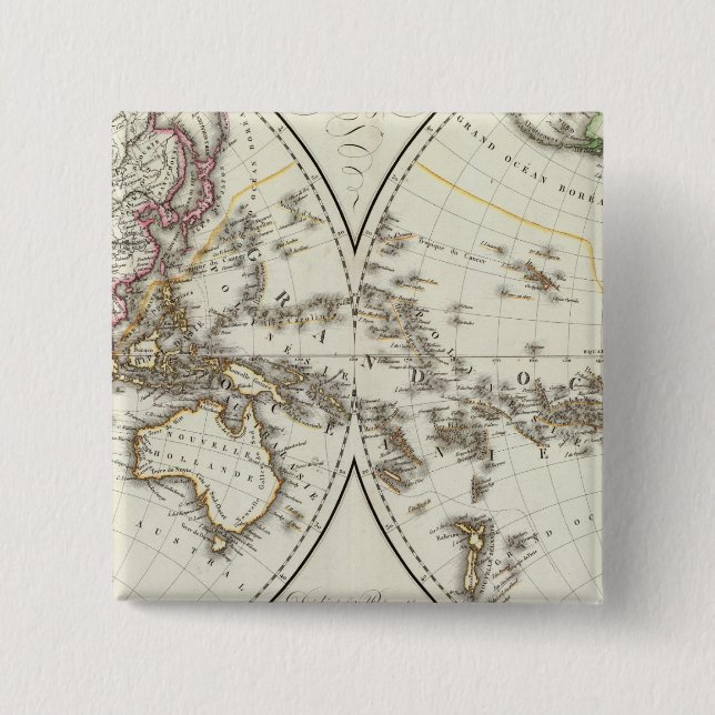 Bóton Quadrado 5.08cm Mapa do Atlas de Paris (Frente)