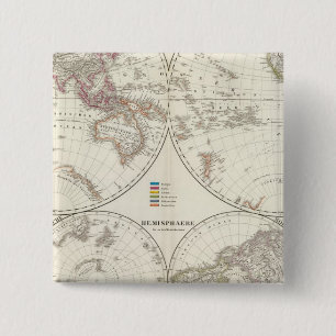 Bóton Quadrado 5.08cm Mapa do Atlas Planiglob der Erde