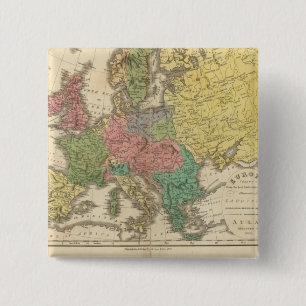 Bóton Quadrado 5.08cm Mapa do Atlas Religioso da Europa