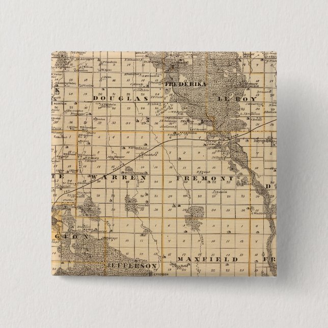 Bóton Quadrado 5.08cm Mapa do Condado de Bremer (Frente)