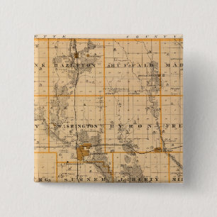 Bóton Quadrado 5.08cm Mapa do Condado de Buchanan, Estado de Iowa