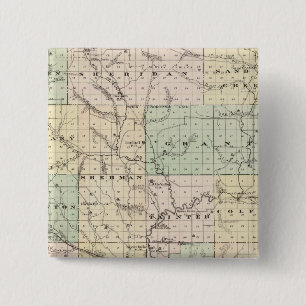 Bóton Quadrado 5.08cm Mapa do Condado de Dunn, Estado de Wisconsin