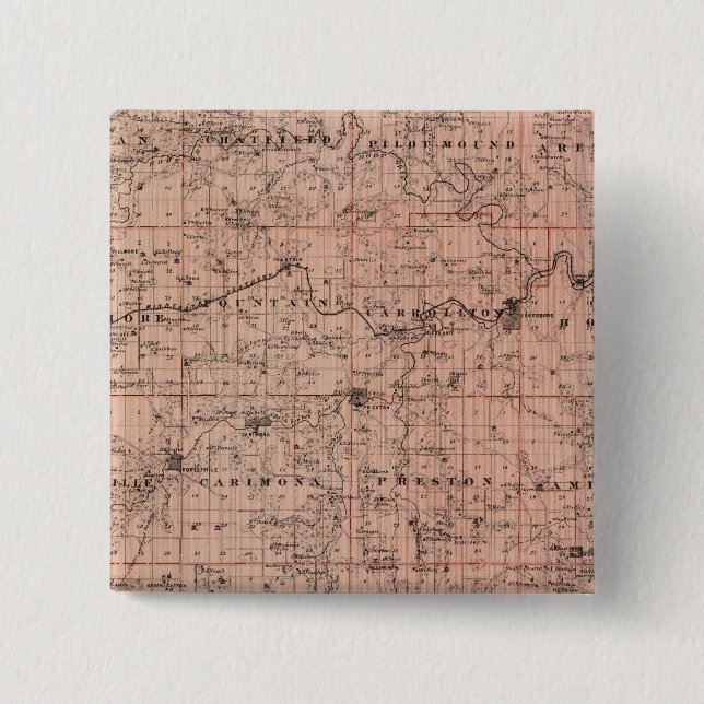 Bóton Quadrado 5.08cm Mapa do Condado de Fillmore, Minnesota (Frente)