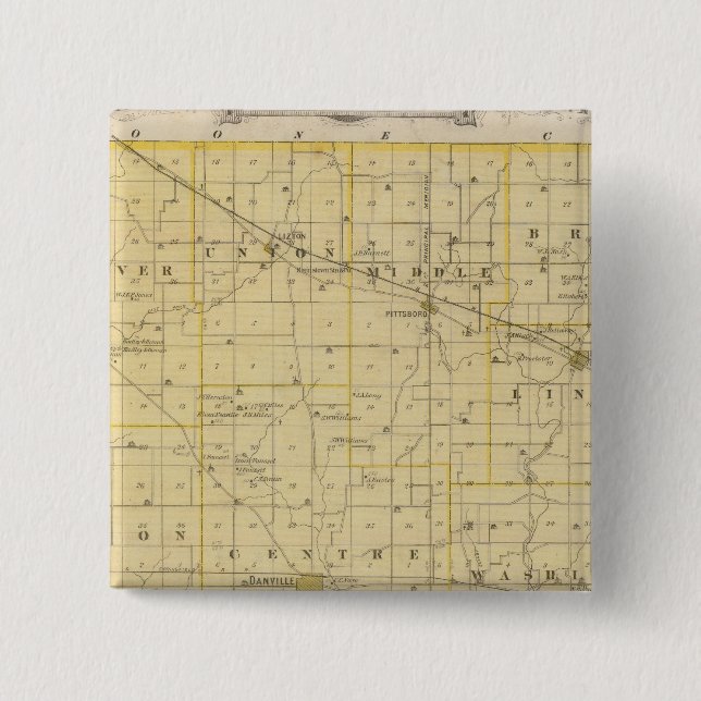 Bóton Quadrado 5.08cm Mapa do condado de Hendricks (Frente)