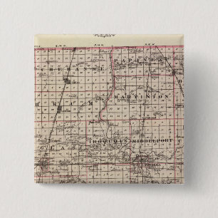 Bóton Quadrado 5.08cm Mapa do Condado de Iroquois