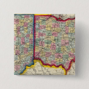 Bóton Quadrado 5.08cm Mapa Do Condado De Ohio E Indiana