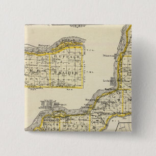 Bóton Quadrado 5.08cm Mapa do Condado de Rock Island e de Dixon