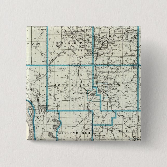Bóton Quadrado 5.08cm Mapa do Condado de Union (Frente)