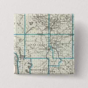 Bóton Quadrado 5.08cm Mapa do Condado de Union