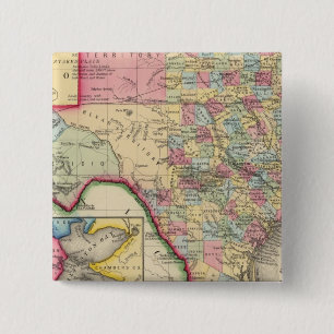 Bóton Quadrado 5.08cm Mapa Do Condado Do Texas