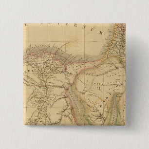 Bóton Quadrado 5.08cm Mapa do Egito, da Palestina e da Arábia