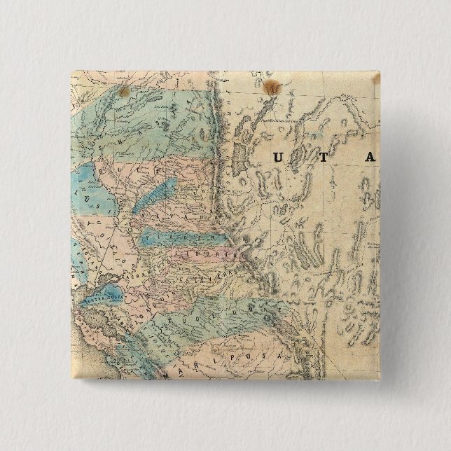 Bóton Quadrado 5.08cm Mapa do Estado da Califórnia (Frente)