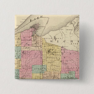 Bóton Quadrado 5.08cm Mapa do Estado de Wisconsin