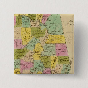 Bóton Quadrado 5.08cm Mapa do Estado do Alabama