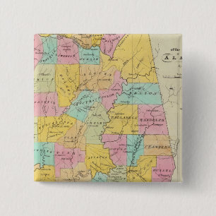 Bóton Quadrado 5.08cm Mapa do Estado do Alabama