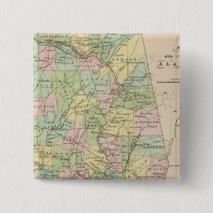 Bóton Quadrado 5.08cm Mapa do Estado do Alabama 2