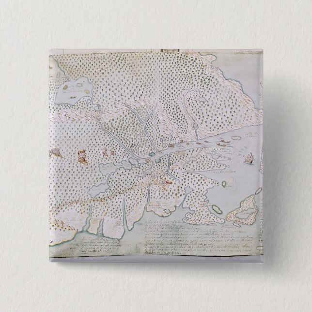 Bóton Quadrado 5.08cm Mapa do estuário 2 do St. Lawrence (Frente)