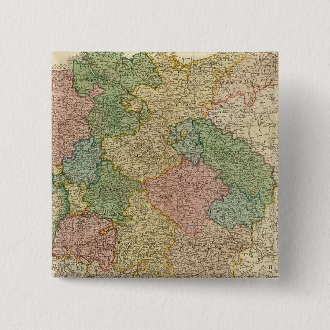Bóton Quadrado 5.08cm Mapa do Império Alemão (Frente)