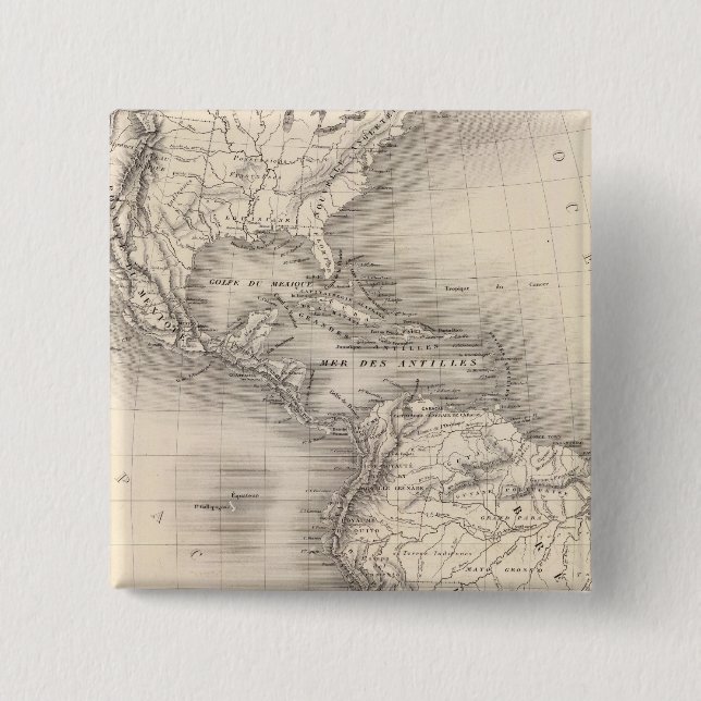Bóton Quadrado 5.08cm Mapa do Império Espanhol nas Américas (Frente)