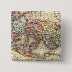 Bóton Quadrado 5.08cm Mapa do Império Romano