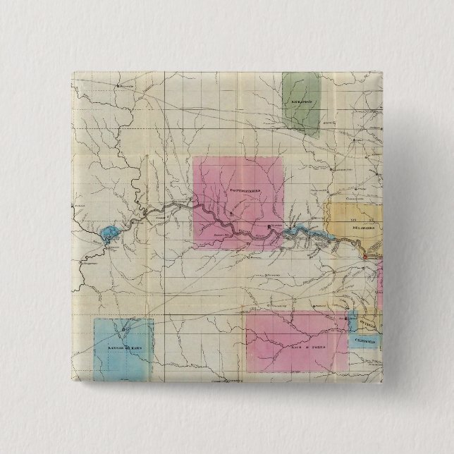 Bóton Quadrado 5.08cm Mapa do Kansas Oriental (Frente)