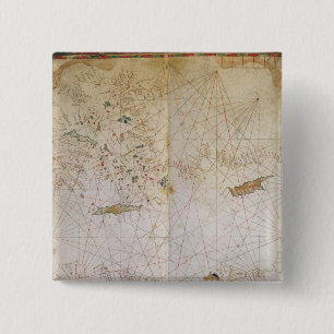 Bóton Quadrado 5.08cm Mapa do mediterrâneo oriental