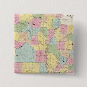 Bóton Quadrado 5.08cm Mapa do Mississippi, Louisiana e Arkansas