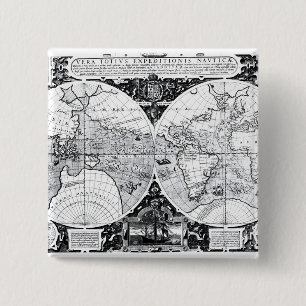 Bóton Quadrado 5.08cm Mapa do mundo