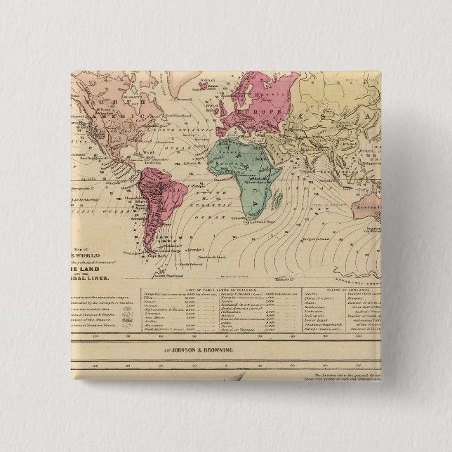 Bóton Quadrado 5.08cm Mapa do Mundo (Frente)
