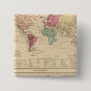 Bóton Quadrado 5.08cm Mapa do Mundo