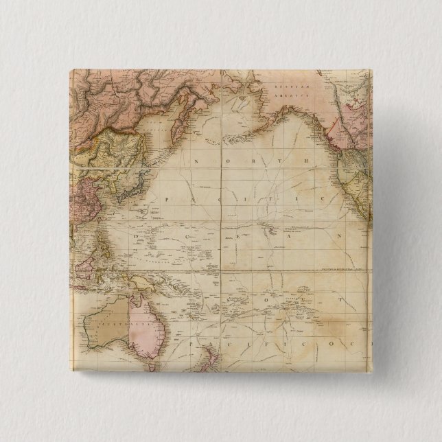 Bóton Quadrado 5.08cm Mapa do mundo (Frente)