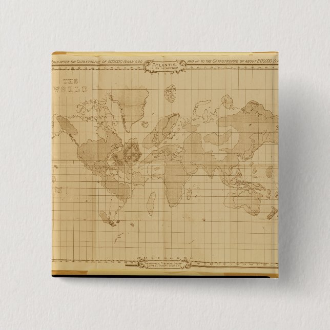 Bóton Quadrado 5.08cm Mapa do mundo (Frente)