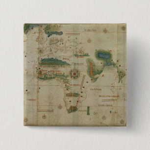 Bóton Quadrado 5.08cm Mapa do mundo