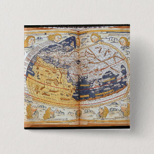 Bóton Quadrado 5.08cm Mapa do mundo, 1486