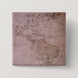 Bóton Quadrado 5.08cm Mapa do mundo novo, c.1532