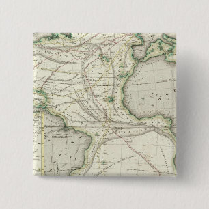 Bóton Quadrado 5.08cm Mapa do Oceano Atlântico