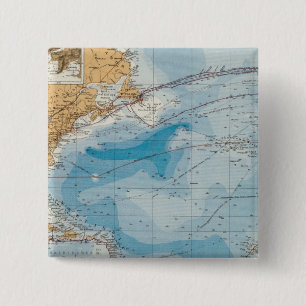 Bóton Quadrado 5.08cm Mapa do Oceano Atlântico Norte
