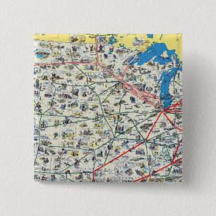 Bóton Quadrado 5.08cm Mapa do sistema da American Airlines