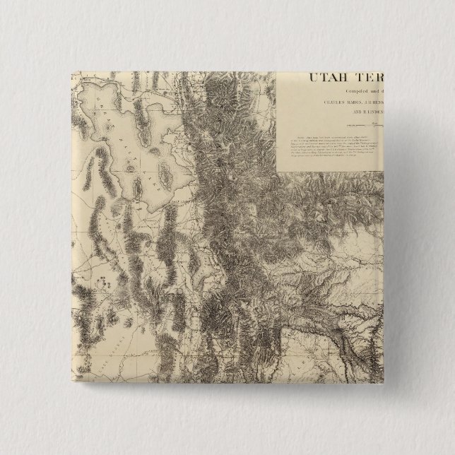 Bóton Quadrado 5.08cm Mapa do Território de Utah (Frente)