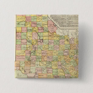 Bóton Quadrado 5.08cm Mapa do Texas para o Condado de Large Scale e o Ra