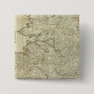 Bóton Quadrado 5.08cm Mapa do troço de Norte do Reino da Irlanda