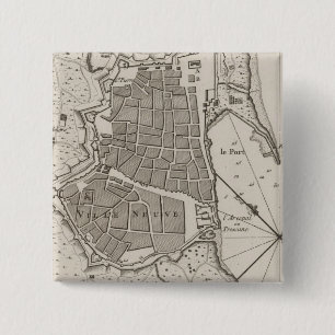 Bóton Quadrado 5.08cm Mapa do vintage da espanha de Barcelona (1764)