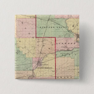 Bóton Quadrado 5.08cm Mapa dos condados de madeira e porte
