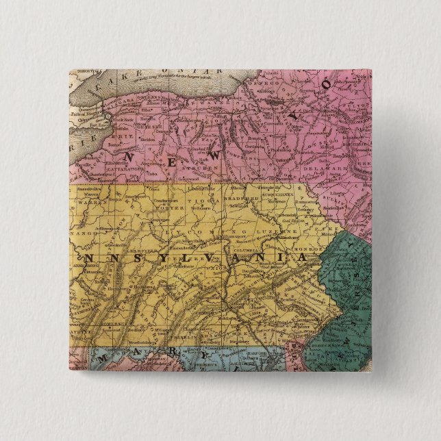 Bóton Quadrado 5.08cm Mapa dos Estados do Meio (Frente)