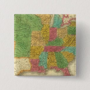 Bóton Quadrado 5.08cm Mapa dos Estados Unidos