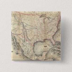 Bóton Quadrado 5.08cm Mapa Dos Estados Unidos