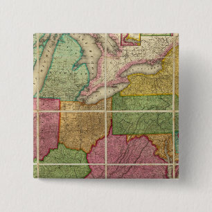 Bóton Quadrado 5.08cm Mapa dos Estados Unidos 4