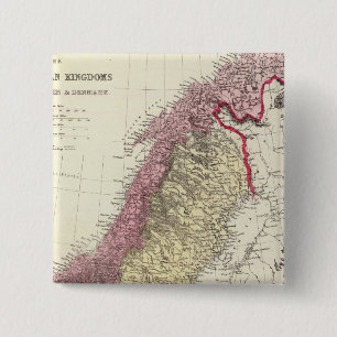 Bóton Quadrado 5.08cm Mapa dos reinos escandinavos