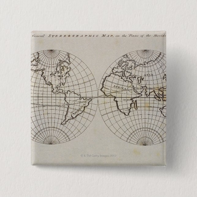 Bóton Quadrado 5.08cm Mapa Estereográfico (Frente)