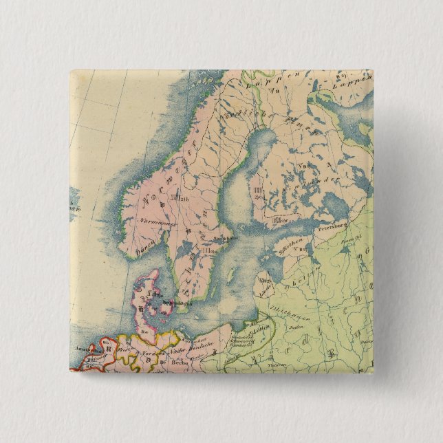 Bóton Quadrado 5.08cm Mapa etnográfico da Europa (Frente)